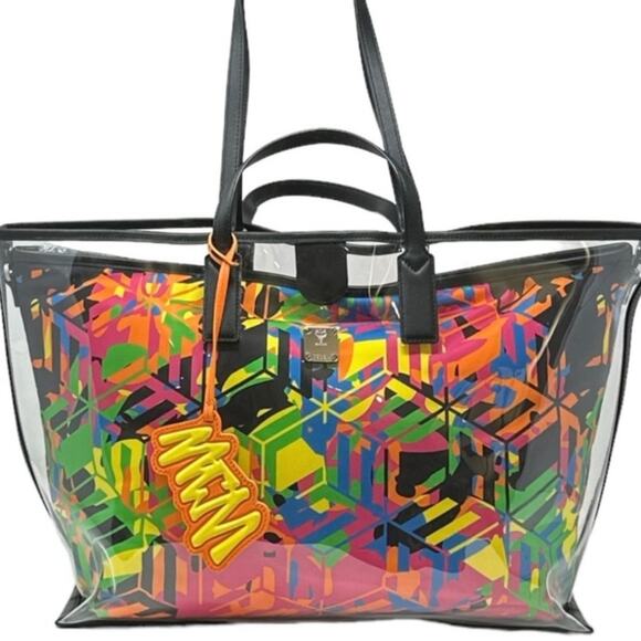 NWT MSRP$890  MCM Aren Cubic Clear Plastic Camoflauge Tote Bag Shoulder Bag - Picture 3 of 11